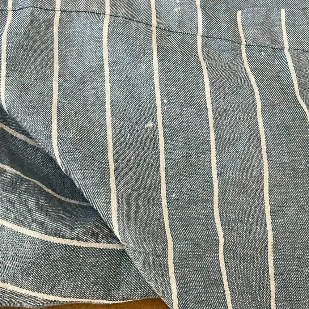 Pottery Barn Linen Shower Curtain Grey Stripe 72